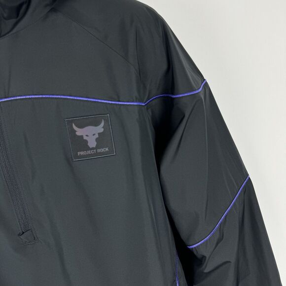 Under Armour Project Rock Men's Black Pullover Windbreaker Anorak Jacket Large - Picture 3 of 16